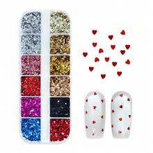 12 Colours Mini Heart Resin Sequins, Red Heart Shimmering Flakes Epoxy Resin Filler, Thin Sequins Epoxy Resin Filling, For Jewelry Making, Resin Shaker Molds, Valentine's Day Gifts Ornament Making