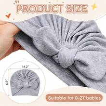 3/5 新生儿帽子：蝴蝶结头巾、打结设计的新生儿贝雷帽，以及可爱、柔软、有弹性的婴儿头巾。适合 0-2 岁的男婴和女婴（有白色、米色和粉色可选）。