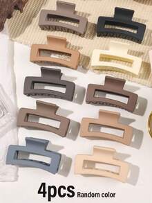 4pcs/1pc Elegant & Sweet Hair Clips, Autumn/Winter Hair Accessories, Multi-Functional Hair Claws, Square Clips, Fashionable Minimalist Square Hair Claws, Hair Styling Accessories, Non-Slip Hair Clips, Strong Grip, Suitable For Buns And Retro Hairstyles, Applicable For Daily Hairstyles, Beach, Vacation, Elegant & Stylish Claw Clips, Casual Hair Clips - Multicolor - View 11