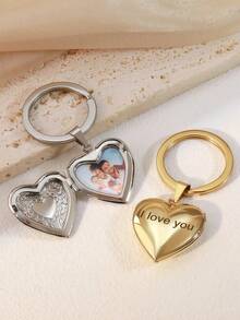 Personalized Photo Heart-Shaped Keychain, Customized Engraved Keychain, Retro Heart-Shaped Keychain, Photo Keychain, Memorial Keychain, Customized Love Photo Keychain, Pet Photo Keychain - Fashionable, Minimalist, Unique Personalized Gifts, Suitable For Christmas, Valentine's Day, DIY Birthday, Anniversary, Couples, Mother's Day, Wedding, Bridesmaid, Party, New Year, Best Friend Gifts - Multicolor - View 3