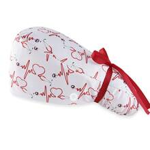 1pc Long Hair Nurse Cap, Women's Surgical Cap, Printed Work Hat With Sweatband, Elastic Bowknot Design, Suitable For Nurses, Beauty Salons, Dentists, Veterinarians, Casual Polyester Bowknot Work Cap, Nursing Accessories, Women Surgical Cap, Long Hair Cap, Suitable For School, Office, Home, All Seasons - Multicolor - View 7