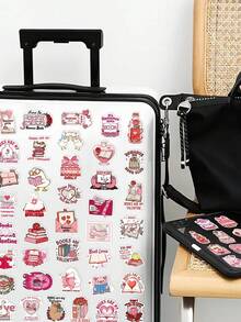 50pcs Valentine's Day Theme Stickers For Luggage Journal Cover Notebook Valentine's Day Gift Decor DIY Doodle Stickers - Multicolor - View 3