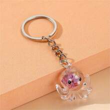 1pc Mini Octopus Keychain, Cute Glowing Animal Resin Keyring, Bag Charm, Car Pendant, Daily Use Gift For Women - Multicolor - View 7