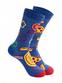 男士中筒袜一双，不对称设计，创意咖啡图案，时尚透气吸湿，适合日常穿着、度假、送礼、休闲及运动场合。 - 彩色 - 查看 16