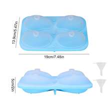 1个3D芒果造型硅胶蛋糕模具，4腔设计带漏斗，家用烘焙工具，适用于制作布丁、果冻、冰淇淋、慕斯等甜点装饰 - 彩色 - 查看 3