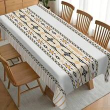1pc Modern Minimalist Style Tablecloth, Polyester Rustic Decor, Rectangular Bohemian Print, Fade-Resistant, Washable, Stylish Rectangular Dining Table Cover, Suitable For Daily Living Room, Kitchen, Dining Room, Outdoor Weddings, Gifts