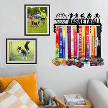 1 suport metalic pentru medalii de baschet - suport pentru medalii de 30,0 cm, decor de perete viu, potrivit pentru sufragerie, dormitor sau verandă, cadou perfect pentru sportivi și fani, premii sportive | Artă sportivă dinamică | Suport metalic, decor cameră baschet - Negru - Vizualizare 7