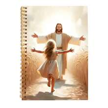 Sổ tay lò xo Faith & Love, 50 trang, kích thước 5.5x8.3 inch, hình minh họa Chúa Giê-su ấm áp + thiết kế chủ đề đức tin - Văn phòng phẩm Cơ đốc giáo, phù hợp cho trường học, văn phòng, nhà cửa, nhật ký công việc và viết sáng tạo. - Sổ tay xoắn ốc - Xem 7