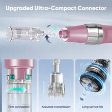 HanTai With 20pcs Round Nano Replacement Cartridges Professional Wireless Adjustable Electric Derma Pen Dr Pen M8S Gifts For Women, Mother's Day Gifts, Holiday Gifts(Needle Length 0.1mm) - 粉色 - 查看 2