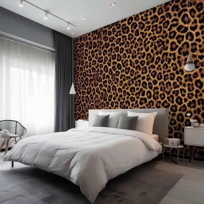 1 Rollo de papel tapiz autoadhesivo con estampado de leopardo - Papel de contacto texturizado removible, patrón desplazado, impermeable y fácil de pelar y pegar para decoración de paredes en sala de estar, dormitorio, cocina, baño, renovación de encimeras, papel tapiz, decoración de primavera, regalo de renovación del hogar