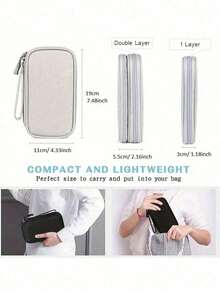 Digital Accessories Storage Box, Phone Charger, Cable Organizer Bag, Zipper Storage Box, Wallet-Style USB Charger, Earphone Storage Box, Dust-Proof, Cables, USB Drives, Earphone Storage Bag, Business Travel, College Student, Office, School Supplies, Back To School - Multicolor - View 8