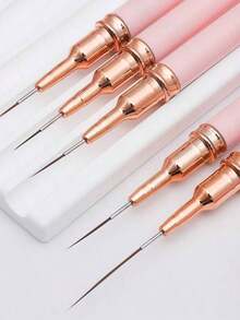 5Pcs Nail Liner Brush Set, Painting Drawing Nail Design Brushes, Nail Art Striping Pen Long Lines Tiny Details Fine Drawing Nail Brush For Beginners And Professional Nail Salon - Hồng - Xem 4