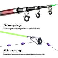 Set di canne da pesca, 45 pezzi, set completo da pesca per bambini, canna da pesca telescopica con mulinello ed esca, canna da pesca da 1,8 m, con custodia per il trasporto, rosso - Rosso - Visualizzare 9