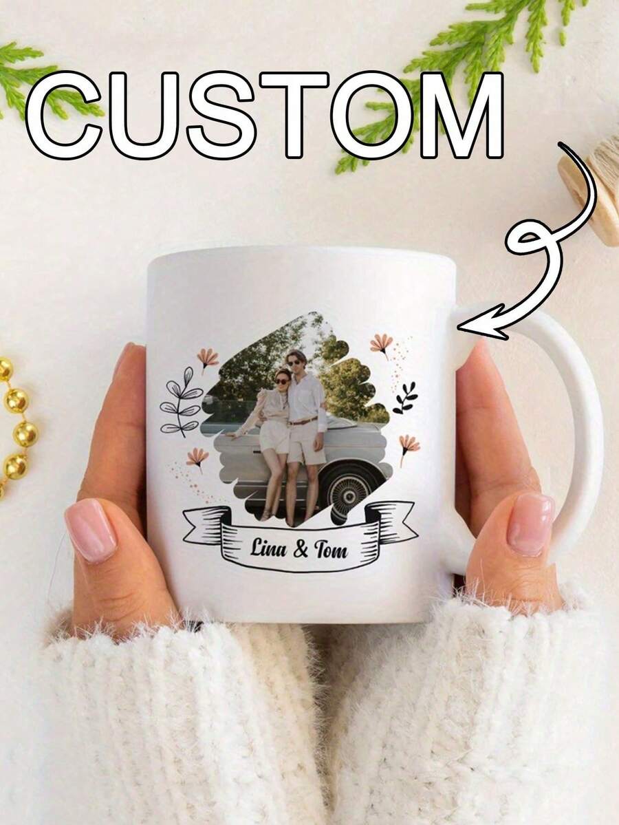 1 chiếc cốc in ảnh cá nhân hóa - Quà tặng kỷ niệm dành cho cặp đôi, có thể in tên, quà tặng thanh lịch cho cặp đôi, thích hợp cho Ngày Valentine, Kỷ niệm, Đám cưới - Cốc cà phê bằng gốm sứ - Cốc in ảnh cá nhân hóa Linn & Tom - Thích hợp để đựng cà phê, trà, sô cô la nóng - Quà tặng kỷ niệm cho những dịp hàng ngày hoặc đặc biệt, phụ kiện quầy cà phê, quà tặng lãng mạn - Nhiều màu - Xem 1