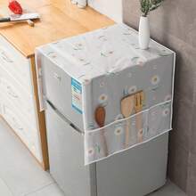 1pc Floral Print Refrigerator Dust Cover, Waterproof And Oil-Proof Fridge Cover