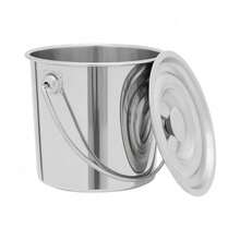 6L Ice Can Pail Bucket Ice Bucket Stainless Steel Kitchen Storage Keg With Lid, Suitable For Kitchen, Industry, Catering, Home Use - Silver - View 1