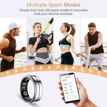 de ajuste, anillos de salud inteligentes para mujeres y hombres con frecuencia cardaca, oxgeno sanguneo, HRV, nivel de estres, monitor de sueo, seguimiento de pasos, sin tarifa de - plateado8 - Ver 5