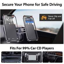 xnyocn 适用于车载CD插槽的可调节双手机支架，适用于大多数车型 - 黑色 - 查看 3