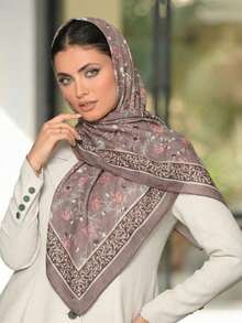 1pc 110*110cm Women's Paisley Pattern Printed Scarf, Elegant Headband And Neckerchief, Ideal Accessory For All Your Outfits