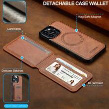 LC.IMEEKE 2 In 1 Detachable Wallet Case Compatible With IPhone Air 17 16 15 14 13 12 11 Pro Max X XS XR 8 7 Plus SE 2020 2022 For Galaxy S25 S24 S23 S/A Series With Magnetic Flip Bag - Brown - View 4