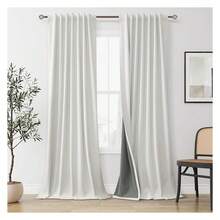 White Blackout Curtains 96 Inch Length - 2 Panels Room Darkening Thermal Drapes For Bedroom & Living Room - Back Tab Window Treatments - 如圖633 - 查看 1
