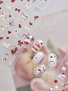 1pc Sparkling Horse Romantic Love Rose Valentine's Day Bow Chinese New Year Pony Nail Stickers Stickers - Multicolor - View 4