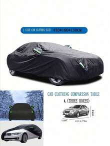 190T Car Cover, SUV Car Cover Waterproof Outdoor Car Cover Suitable For All-Weather Sun, Ice And Snow Cover For SUV, Outdoor Car Snow, Rain And UV Protection - Premium Full Car Exterior Cover With Reflective Stripes And Windproof Strap, Foldable, Solid Black