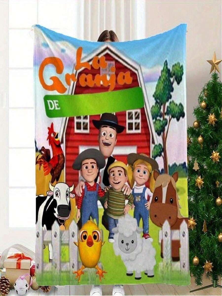 La Granja De Zenón Farm Animal Blanket Soft Flannel AllSeason Cozy Throw With Zenón, Chickens, Cows, Horses Farmhouse Decor For Bed, Sofa, Camping, Travel, Christmas Gift - 白色 - 查看 1