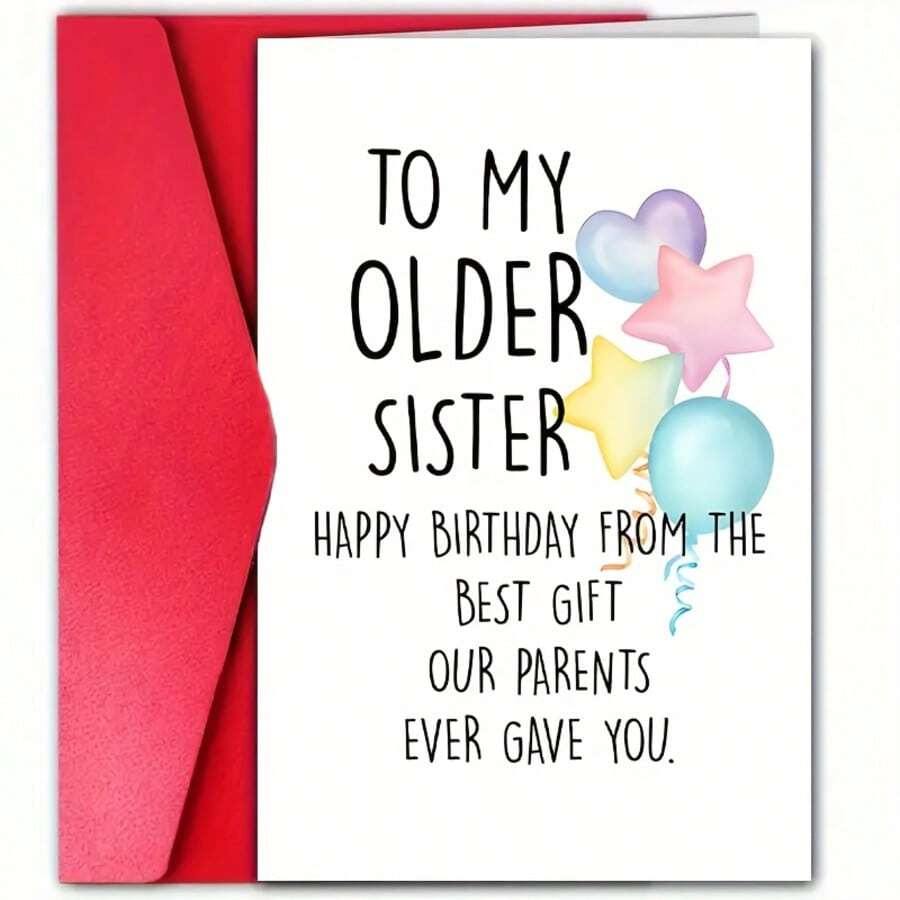 Adorable Birthday Cards, With Envelopes, Suitable For Family, Sons And Daughters, Girlfriends And Classmates, Birthday Decorations, High-Quality For All Occasions, Especially Cute Birthday Cards, For My Sister - Đỏ - Xem 1