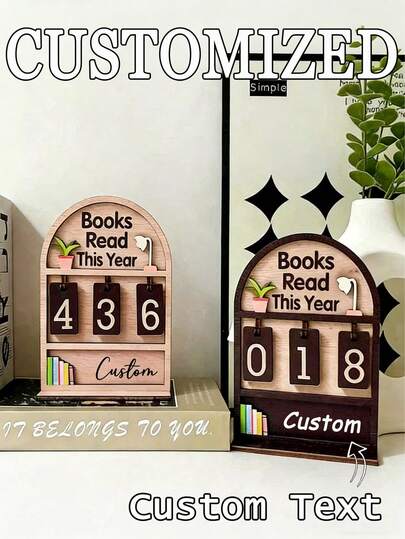Wooden Annual Reading Record Display Rack - This Reading Tracker Can Record Up To 999 Books, With A Text Base, Suitable For Office Books, Modern Literature Works. The Sturdy Structure Can Also Be Used As A Bookshelf Decoration. It Is An Ideal Gift For Book Lovers, Men, And Women, As Well As A Valentine's Day Gift, And The Perfect Choice To Give To Him On Valentine's Day.