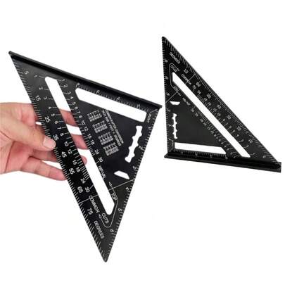 7 นิ้ว อะลูมิเนียมอัลลอยด์ ไม้บรรทัดสามเหลี่ยม, ไม้บรรทัดวัดฉากงานไม้, เครื่องมือสามเหลี่ยมมัลติฟังก์ชั่น, เครื่องมือตกแต่ง โพรแทรกเตอร์, ใช้สำหรับงานไม้และการวาดภาพ, การวัดมุมที่แม่นยำ, เครื่องมืองานไม้ มัลติฟังก์ชั่น