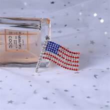 Rhinestone Waving USA Flag Brooch Pin For Men Women Silver Tone Fashion Crystal 4th Of July American Patriotic Medal Blue Red Enamel Brooches Dress Accessories S  Memorial Day Jewelry,Flag2 - Flag2 - 查看 5