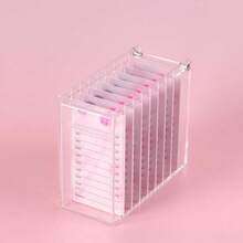 8 Layers Acrylic Eyelash Storage Organizer, Grafting False Eyelashes Display With 8 Pallets, Dustproof Cosmetic Beauty Extension Supplies (Marble Pink),38587495 - Pink - View 2