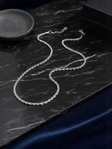 1 件时尚炫酷不锈钢扭链项链，适合男士日常佩戴 - 銀色 - 查看 7