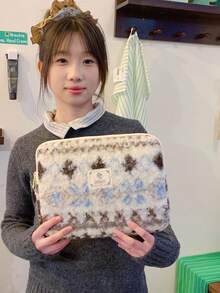 Bohemian-Style Plush Laptop Bag, IPad Bag, Laptop Bag, Laptop File Bag, Laptop Case, Laptop Bag, 11 13 14 15.3 15.6 Inch Portable Desktop Computer Bag, Mac Book Tablet Computer Bag Laptop Sleeve Laptop Cover Water Resistant Travel Essentials - Multicolor - View 2