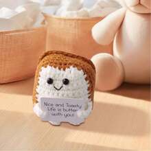 1 pieza Muñeca de peluche de pan trenzado con tarjeta de aliento, muñeca de ganchillo de patata inspiradora de lana, adecuada para niños, reuniones con amigos, regalo energizante y decoración navideña - Multicolor - Ver 3