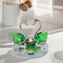 Adorno de cisne de cristal para coche, decoración de boda de regalo de cristal, celebración de pareja de nuevo estilo de cisne de cristal - Verde - Ver 1