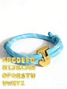 MECYLIFE 1条多巴胺彩色绳26字母手工编织手链，男女皆宜