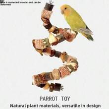 鹦鹉磨牙玩具，虎纹小鸟架，玄凤鹦鹉磨牙栖架，攀爬磨牙玩具，鸟笼配件，牡丹 - 彩色 - 查看 11