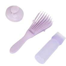 Juego de Peine para Peinar con Botella Aplicadora de Peine para Raíces Cepillo Masajeador para el Cuero Cabelludo y Cepillo de Paleta para Peinar el Cabello y la Barba Rizar - como en la foto - Ver 2