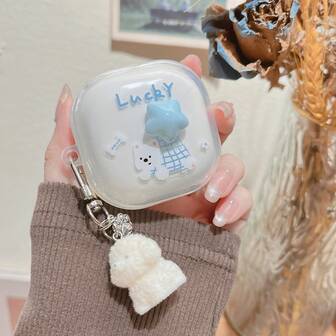 星狗吊坠，适用于三星 Buds FE、Buds 3 / Buds 3 Pro 无线耳机保护壳、Buds Pro 保护壳、Galaxy Buds Live 无线蓝牙耳机保护壳、Buds2 软壳、2Pro 耳机保护壳（女士款）。