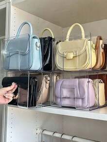 手提包收纳架 - 透明书架 - 透明衣柜架，适用于包包、书籍的大容量收纳架，婴儿/儿童鞋子收纳架 - 彩色 - 查看 8