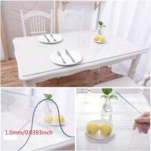 1pc Transparent PVC Desk Mat, Desk Protector, Office Desk Pad, Mouse Pad, Laptop Desk Mat, Manicure Desk Mat, Coffee Table Mat, Vanity Table Mat, Super Large Tablecloth, Waterproof, Oil-Proof, Scratch-Resistant, Reusable Dining Table Mat, Suitable For Various Desk Surfaces, Thick 1.0mm - Transparent - View 4