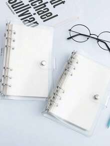 1pc A5/A6 Single Ring Transparent Detachable Portable Binder, Minimalist Transparent Notebook 6-Ring Loose-Leaf, Creative Design For DIY Planner, Fits Photos, Documents, Papers, Convenient For School And Office, Back To School Season