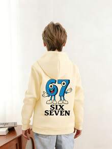 Sweatshirt Pullover Anak Laki-Laki Remaja dengan Motif "Italian Brain Rot Funny Number 67", Sweatshirt Pullover Hangat dan Nyaman dengan Lapisan Termal, Cocok untuk Musim Gugur/Musim Dingin, Cocok untuk Pakaian Sehari-hari Aktif, Streetwear, dan Kampus - Aprikot - View 2