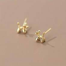 [Creative Balloon Dog Earrings] Fashionable Creative Balloon Dog Alloy Stud Earrings, Versatile Gifts For Friends - Vàng - Xem 2