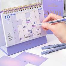 1pc 2026 New Minimalist Creative Desktop Mini Calendar, Triangular Base For Stable Placement, Thick Cardboard Inner Pages, Smooth Flipping Metal Coil Binding, Includes Countdown Memo, Monthly & Annual Calendar, Office Decor, Gift, Prize, Stationery, School Supplies (Random Print) - Multicolor - View 12