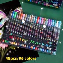 2-In-1 Metallic Highlighter Marker Pen - Vibrant Colors, Ideal For DIY Crafts, Greeting Cards, Mugs, Wooden Decor, Sketching And Professional Art Creation. Includes: Craft Supplies, Art Painting, Metallic Sheen, Markers, School Supplies, Gift Ideas, Surprise Gifts! - Multicolor - View 11