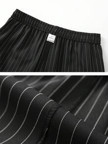 Men's Lightweight Casual Shorts, Fashion Striped Multi-Pocket Cargo Pants, Summer - Black - View 8