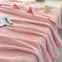 纯色抓绒毯，高克重法兰绒素色午睡毯 - 少女粉 - 查看 5